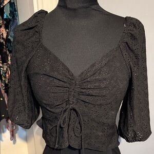 Urban Romantics Lightweight Flowy Romantic Summer Goth Adjustable Crop Blouse S